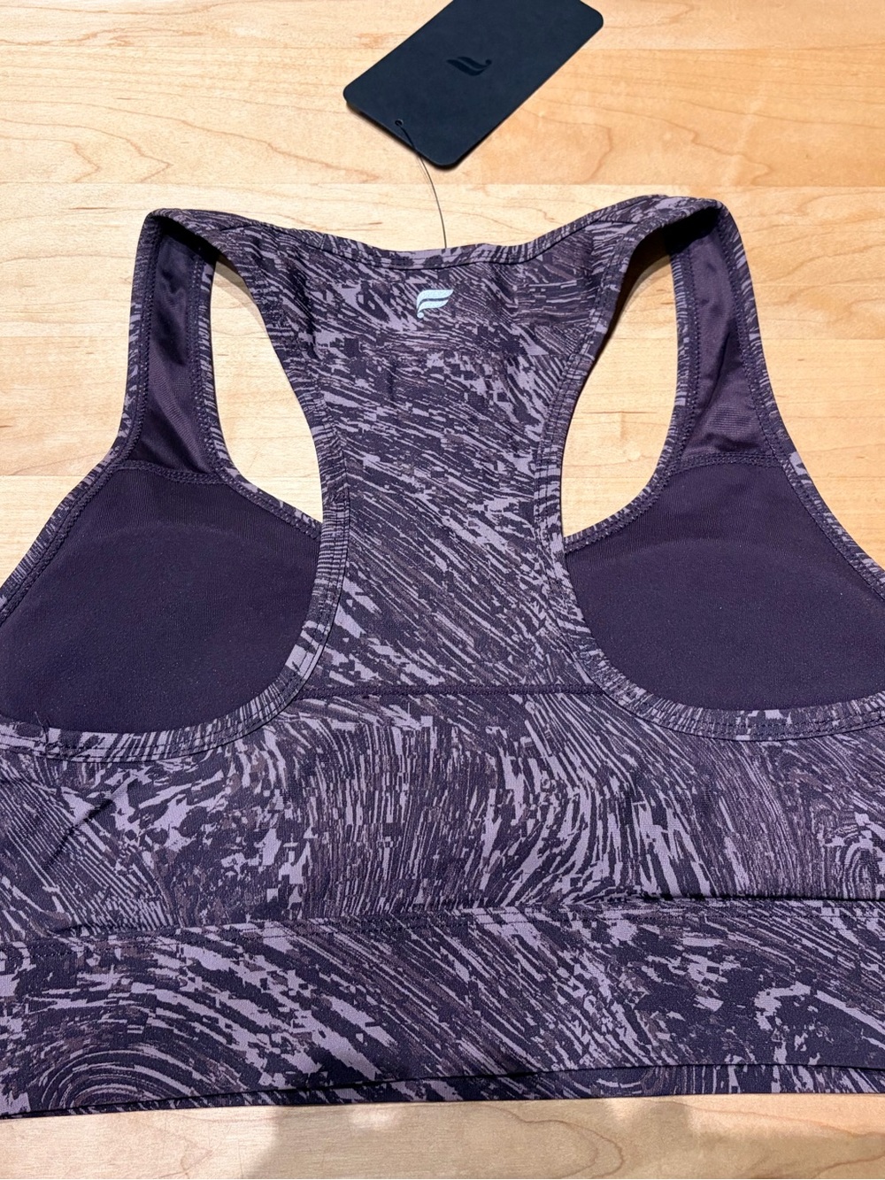 Fabletics Plum-Pattern Racerback Sports Bra - Picture 2 of 3